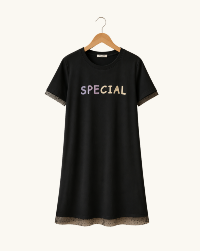 Women’s Black Long T-Shirt Dress