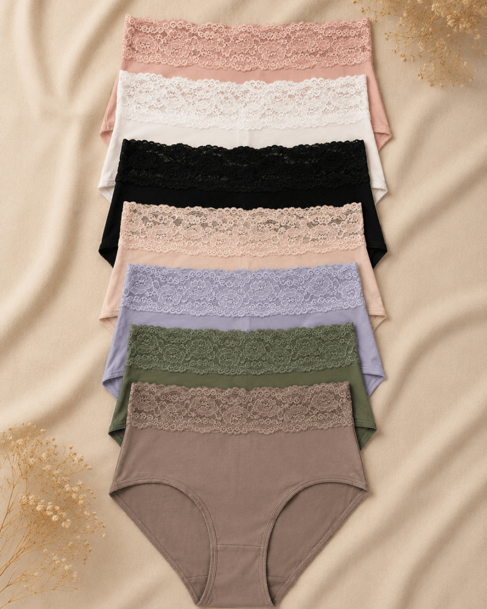 Premium Lace Cotton Panty - 4 Pcs Pack