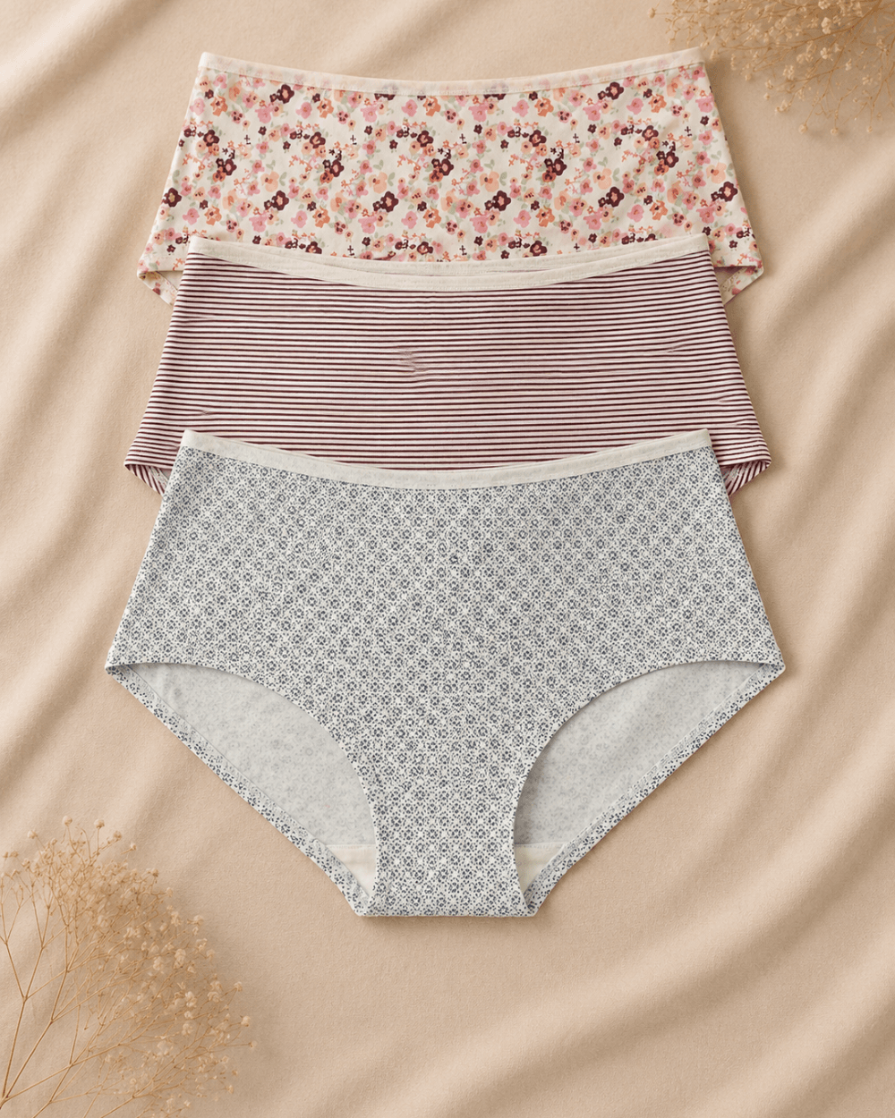 Floral Soft Cotton Panty - 3 Pcs Pack