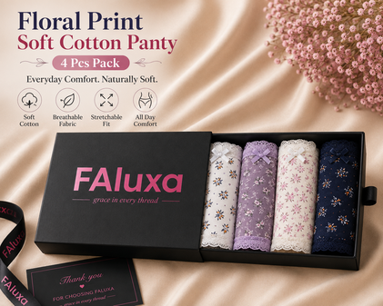 Floral Print Soft Cotton Panty - 4 Pcs Pack