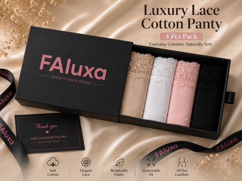 Luxury Lace Cotton Panty - 4 Pcs Pack