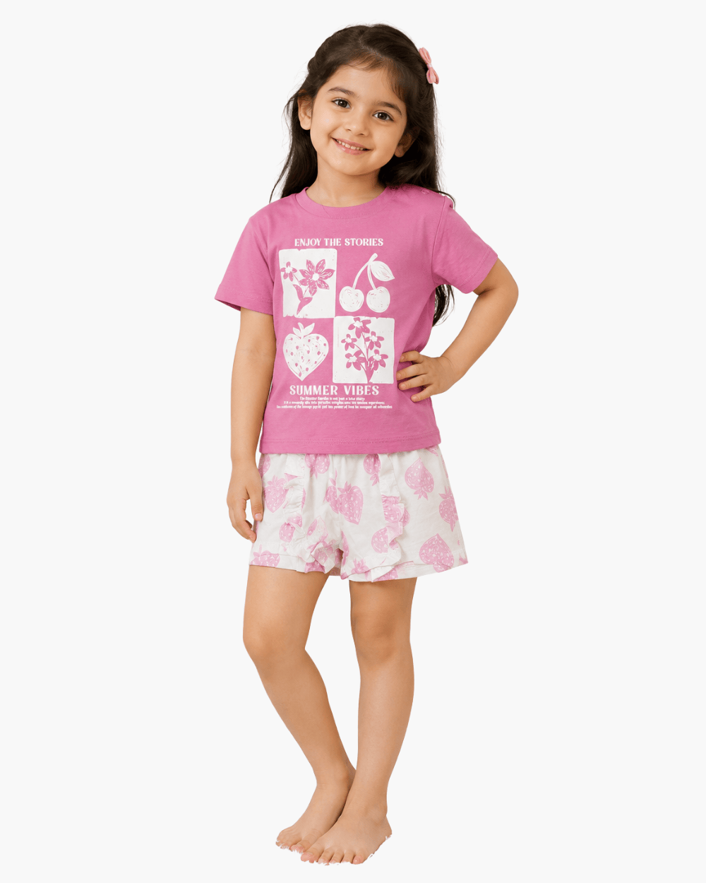 Girls Summer Cotton T-Shirt and Shorts Set