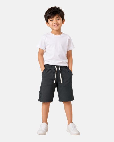 3 PCS Boys Terry Cotton Cargo Shorts Combo Pack