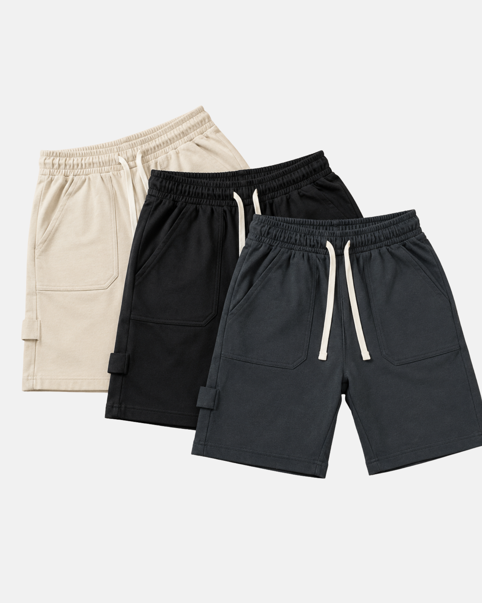 3 PCS Boys Terry Cotton Cargo Shorts Combo Pack