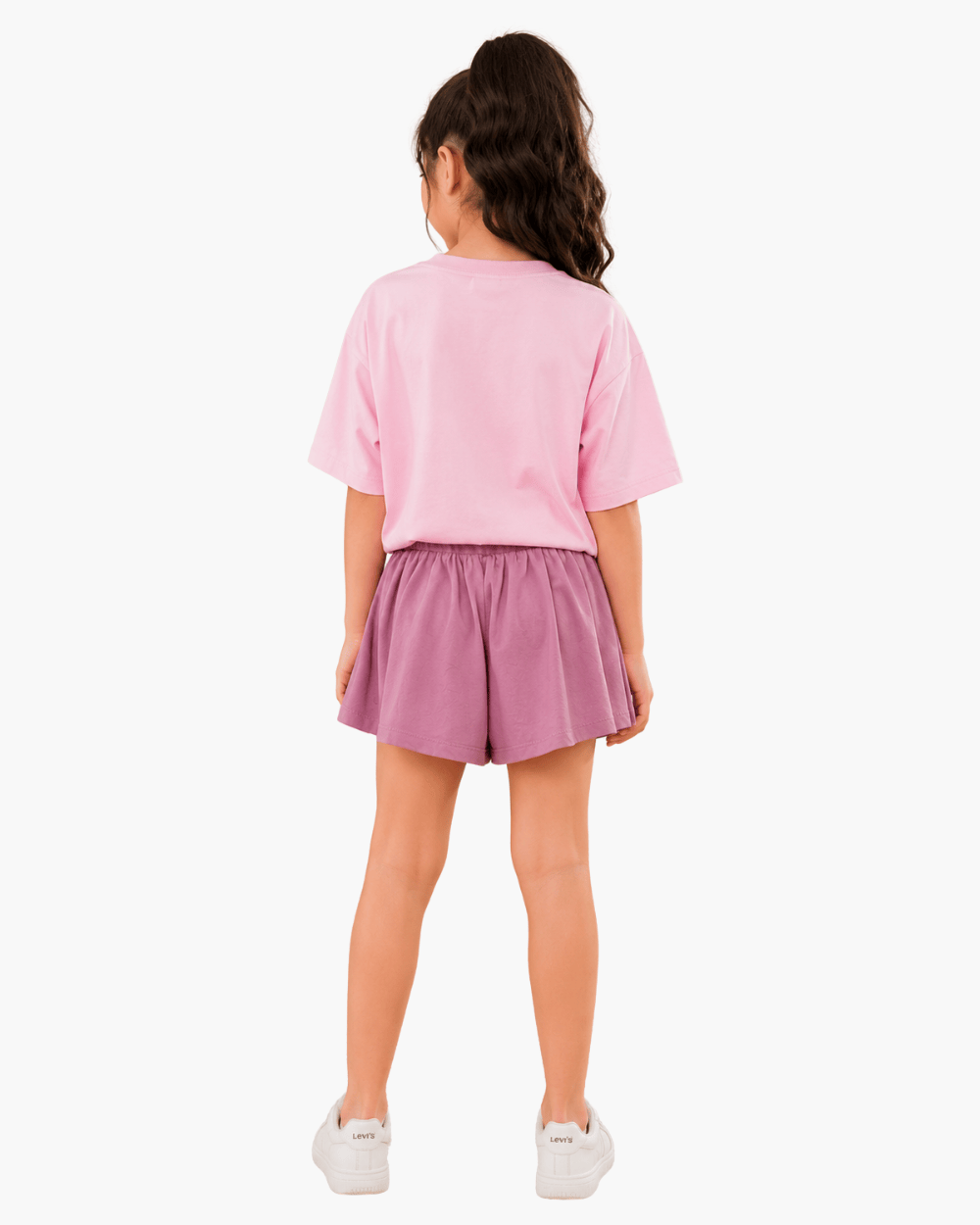 Girls Floral Graphic Pink Oversized T-Shirt & Shorts Set